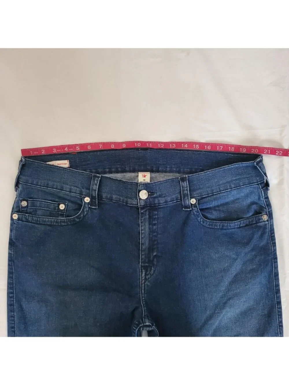 True Religion Men's Ricky Relaxed Straight Leg Blue Denim Jeans Size 38